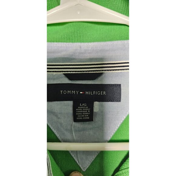 Tommy Hilfiger Polo Shirt Men’s Large Green Short Sleeve Casual New Without Tag - Picture 2 of 3